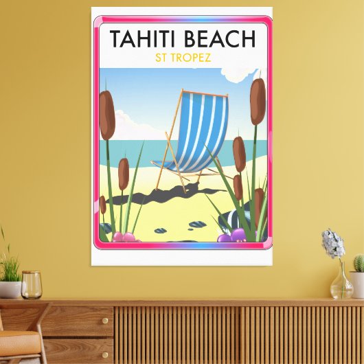 Tahiti strand te tropez canvas afdruk (Insitu (Woonkamer))