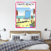 Tahiti strand te tropez canvas afdruk (Insitu (Slaapkamer))