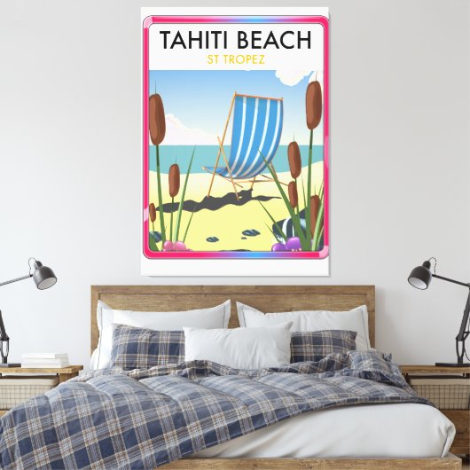 Tahiti strand te tropez canvas afdruk (Insitu (Slaapkamer))