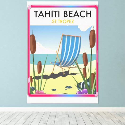 Tahiti strand te tropez canvas afdruk (Insitu (Houten vloer))