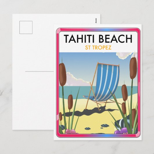 Tahiti strand te tropez feestdagenkaart (Voorkant / Achterkant)
