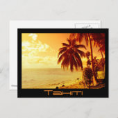 Tahiti sunset briefkaart briefkaart zwarte tekst (Voorkant / Achterkant)