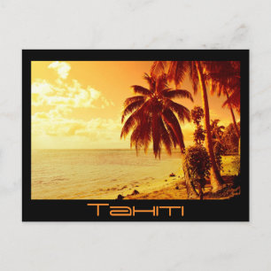 Tahiti sunset briefkaart briefkaart zwarte tekst