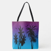 Tahiti Sunset Haze Black Palm Trees Circling Hawk Tote Bag (Voorkant)