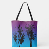 Tahiti Sunset Haze Black Palm Trees Circling Hawk Tote Bag (Achterkant)
