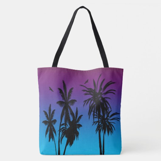 Tahiti Sunset Haze Black Palm Trees Circling Hawk Tote Bag (Achterkant)