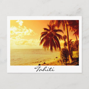 Tahiti sunset white text briefkaart
