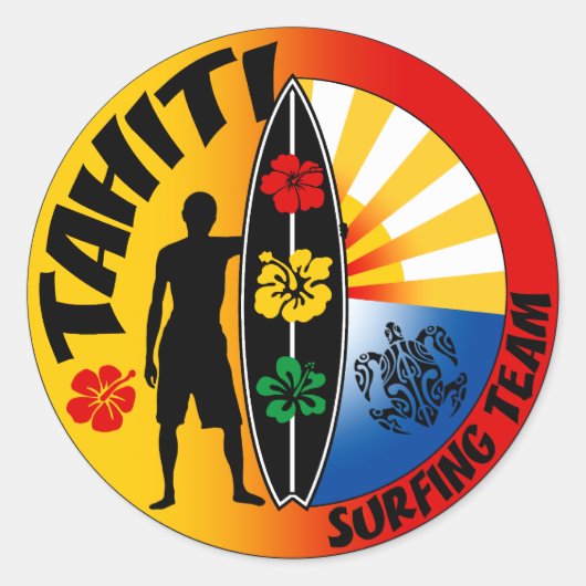 Tahiti Surfen Sticker (Voorkant)
