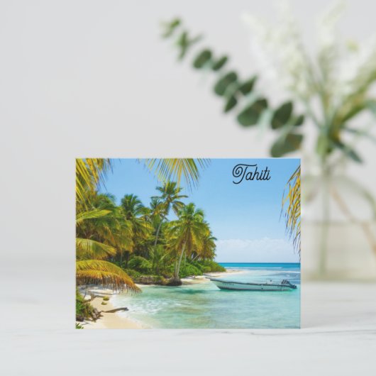 Tahiti Tropical Beach Travel Foto Briefkaart (Staand voorkant)