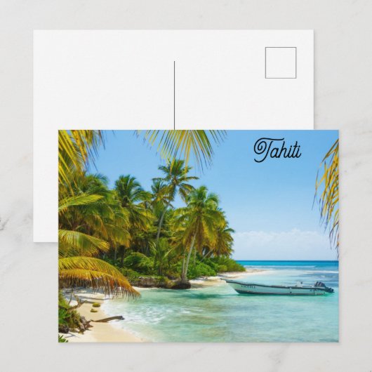 Tahiti Tropical Beach Travel Foto Briefkaart (Voorkant / Achterkant)