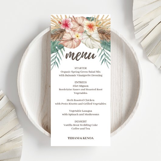 Tahiti | Tropische Floral Weddenschap Menu