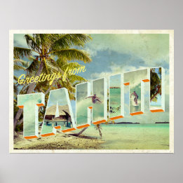 Tahiti vintage fotopostkaart poster