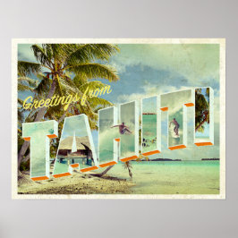 Tahiti vintage fotopostkaart poster