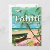 Tahiti vintage-poster briefkaart (Voorkant / Achterkant)