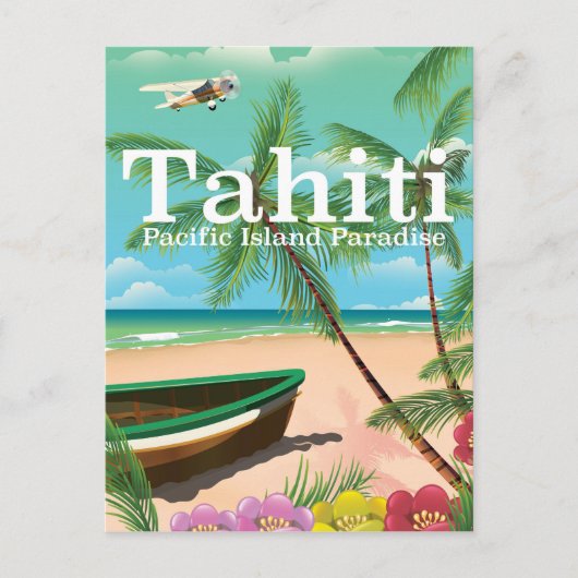 Tahiti vintage-poster briefkaart (Voorkant)
