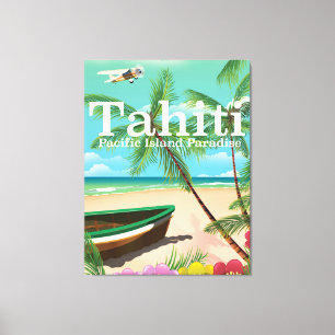 Tahiti vintage-poster canvas afdruk