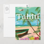 Tahiti vintage reisposter briefkaart (Voorkant / Achterkant)
