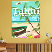 Tahiti vintage reisposter canvas afdruk (Insitu (Woonkamer))