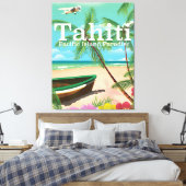 Tahiti vintage reisposter canvas afdruk (Insitu (Slaapkamer))