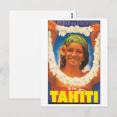 Tahiti Vintage Travel Poster Briefkaart (Voorkant / Achterkant)