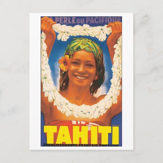 Tahiti Vintage Travel Poster Briefkaart (Voorkant)