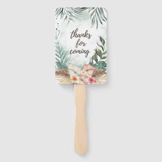 Tahiti | Waterverf Floral Weddenschap met tropisch Handwaaier (Achterkant)