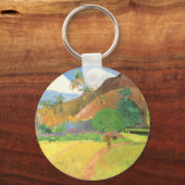 Tahitiaans landschap, bergen Tahiti, Paul Gauguin Sleutelhanger (Voorkant)