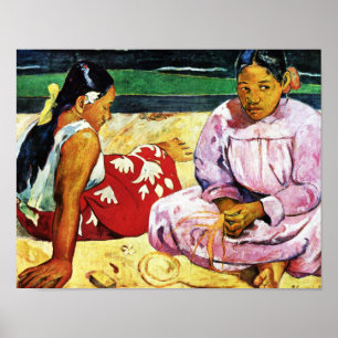 Tahitiaanse vrouwen op het strand van Paul Gauguin Poster