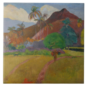 Tahitian Landscape, 1891 (olie op doek) Tegeltje