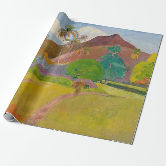Tahitian Landscape (door Paul Gaugin) Cadeaupapier (Uitgerold)