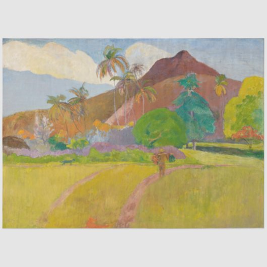 Tahitian Landscape (door Paul Gaugin) Tissuepapier (Voorkant)