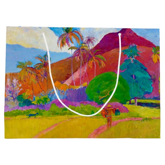 Tahitian Landscape, Gauguin Large Gift Bag Groot Cadeauzakje (Achterkant)