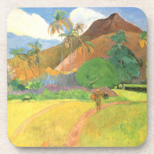 Tahitian Landscape, Mountains Tahiti, Paul Gauguin Bier Onderzetter