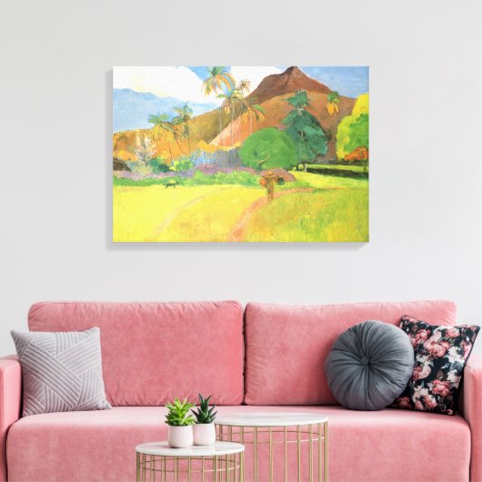Tahitian Landscape, Mountains Tahiti, Paul Gauguin Canvas Afdruk (Insitu (Woonkamer))