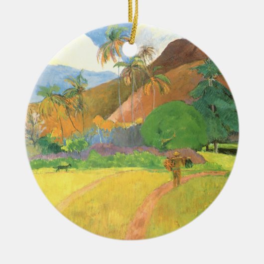 Tahitian Landscape, Mountains Tahiti, Paul Gauguin Keramisch Ornament (Voorkant)
