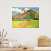 Tahitian Landscape, Mountains Tahiti, Paul Gauguin Poster (Keuken)