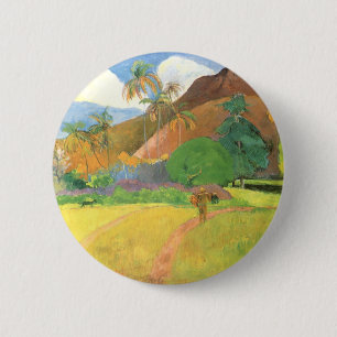 Tahitian Landscape, Mountains Tahiti, Paul Gauguin Ronde Button 5,7 Cm