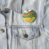 Tahitian Landscape, Mountains Tahiti, Paul Gauguin Ronde Button 5,7 Cm (In situ)