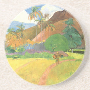 Tahitian Landscape, Mountains Tahiti, Paul Gauguin Zandsteen Onderzetter