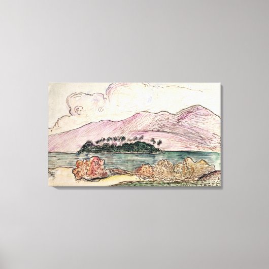 Tahitian Landscape (w/c op papier) Canvas Afdruk (Voorkant)