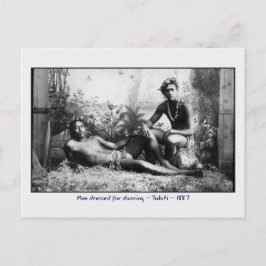 Tahitian Mannen gekleed voor dansende  foto Briefkaart