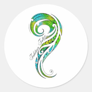 Tahitian Tattoo - Hawaiian Tattoo Graphic _1 Ronde Sticker
