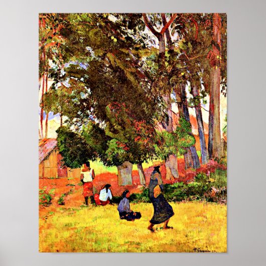 Tahitian Village, beroemd schilderij van Paul Gaug Poster (Voorkant)