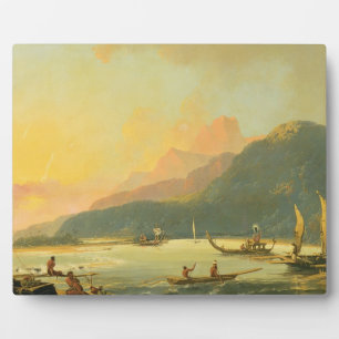 Tahitian War Galleys in Matavai Bay, Tahiti, 1766 Fotoplaat