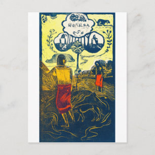 Tahitian Women and Dog, Gauguin Briefkaart