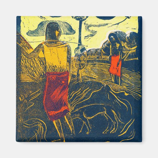 Tahitian Women and Dog, Gauguin Magneet (Voorkant)