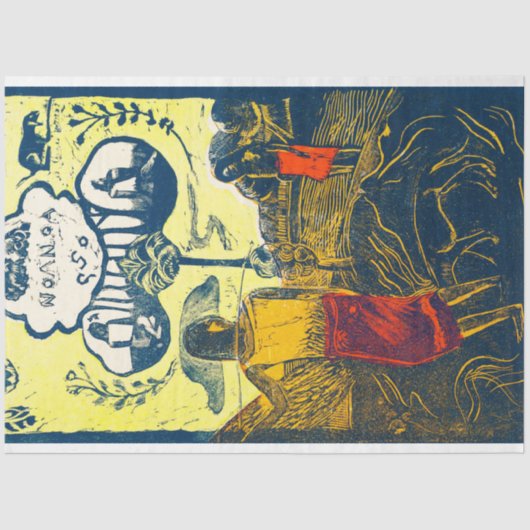 Tahitian Women and Dog, Gauguin Tissuepapier (Voorkant)