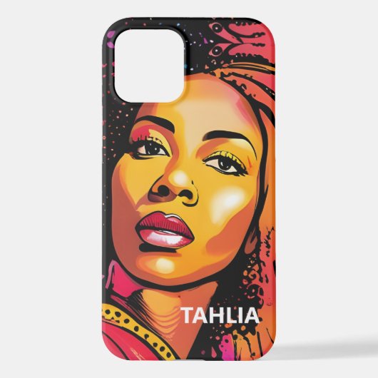 Tahlia Mooie Zwarte Vrouw Pop Art Stijl iPhone Hoesje (Achterkant)