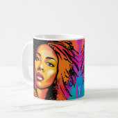 Tahlia Mooie Zwarte Vrouw Pop Art Stijl Koffiemok (Voorkant links)
