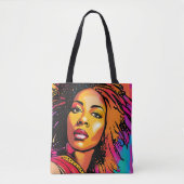 Tahlia Mooie Zwarte Vrouw Pop Art Stijl Tote Bag (Voorkant)